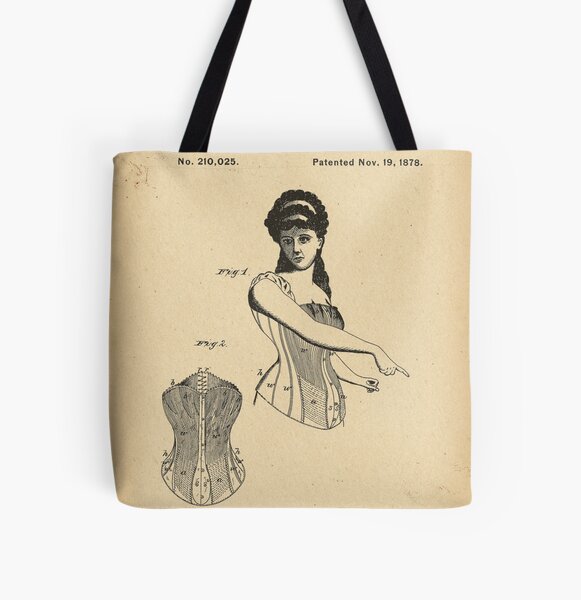 1878 Patent Corset history fashion invention Tote Bag for Sale by Khokhloma