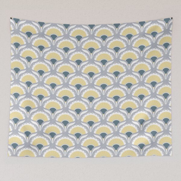 Item preview, Mod Art Deco Flower S2 Pastel grey designed and sold by Carina Parry Studios.