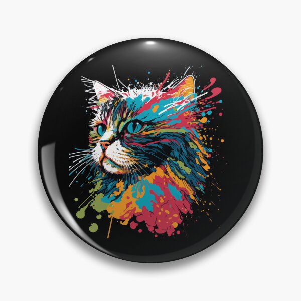 Item preview, colorful cat, watercolor cat, cat head decoration designed and sold by GreyStanzione1.