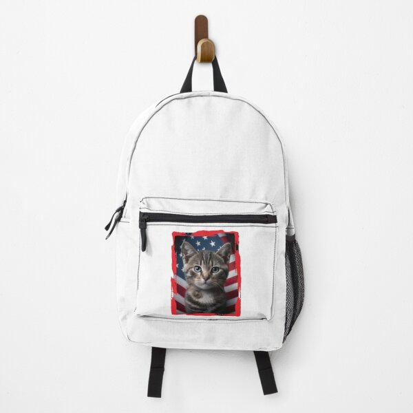 Item preview, Cat with US flag, kitten with US flag, kitten in US flag frame designed and sold by GreyStanzione1.
