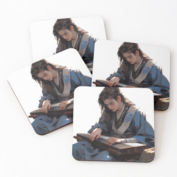 Item preview, a handsome man playing the guqin realistic art designed and sold by Railvas.