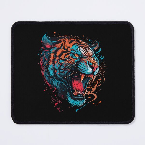 Item preview, colorful tiger head, watercolor tiger head, roaring tiger head designed and sold by GreyStanzione1.