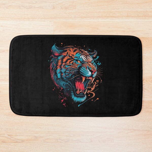 Item preview, colorful tiger head, watercolor tiger head, roaring tiger head designed and sold by GreyStanzione1.