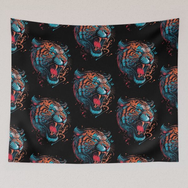 Item preview, colorful tiger head, watercolor tiger head, roaring tiger head designed and sold by GreyStanzione1.