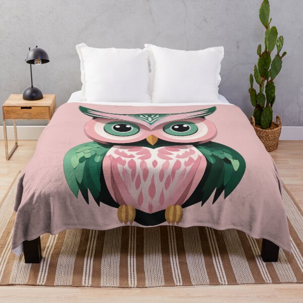 Item preview, Pink And Green Owl, Colorful Cute Owl designed and sold by Bilisik.