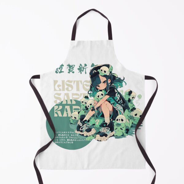 Aperçu de l'œuvre Fille animée verte avec crâne créée et vendue par karpuz-design.