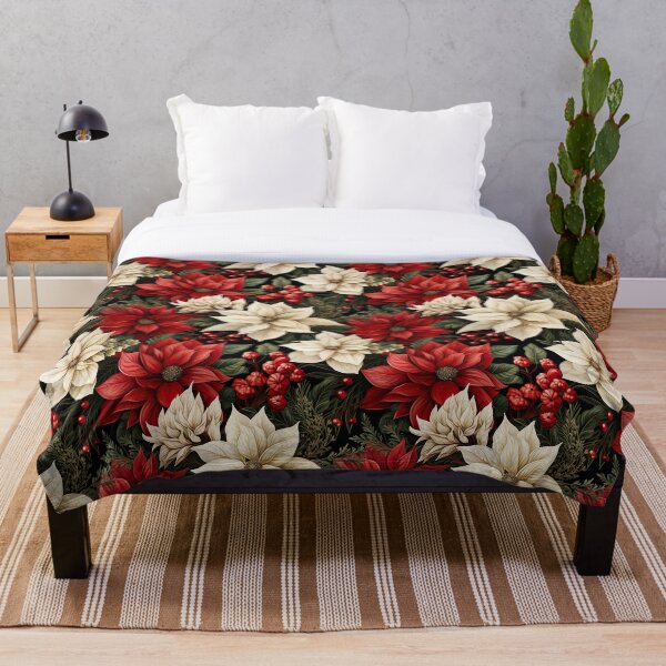 Item preview, Red and White Christmas Flower, Poinsettia Pattern designed and sold by Hibiskusmond.