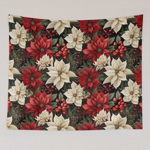 Item preview, Red and White Christmas Flower, Poinsettia Pattern designed and sold by Hibiskusmond.