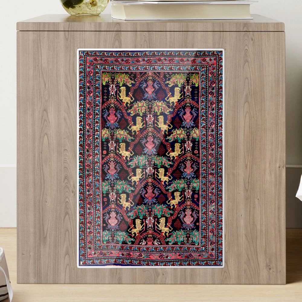 Bijar Kurdish Animal Rug with Rampant Lions Sticker for Sale by Vicky  Brago-Mitchell®