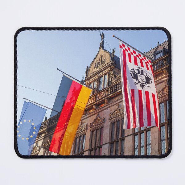 Item preview, Haus Schütting with flags on the Bremen market square, Bremen, Germany, Europe designed and sold by Torsten Krüger.
