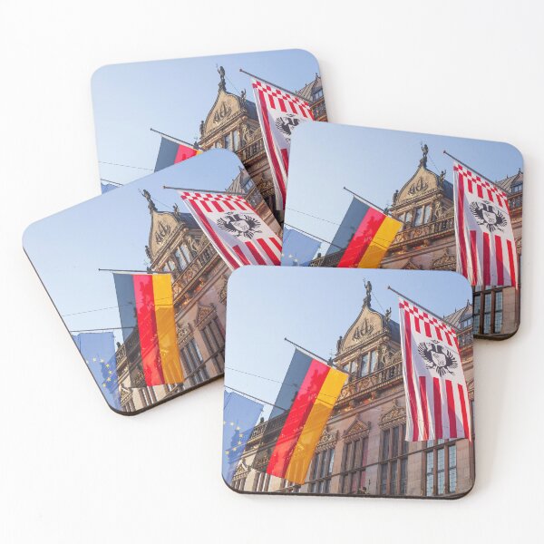 Item preview, Haus Schütting with flags on the Bremen market square, Bremen, Germany, Europe designed and sold by Torsten  Krüger.