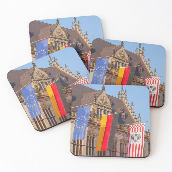 Item preview, Haus Schütting with flags on the Bremen market square, Bremen, Germany, Europe designed and sold by Torsten  Krüger.