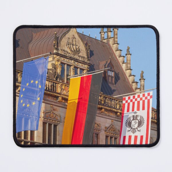 Item preview, Haus Schütting with flags on the Bremen market square, Bremen, Germany, Europe designed and sold by Torsten Krüger.