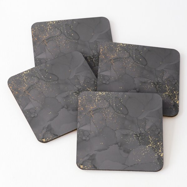 Item preview, Black abstract inked luxury art with gold imitation designed and sold by AnnaHolyph.