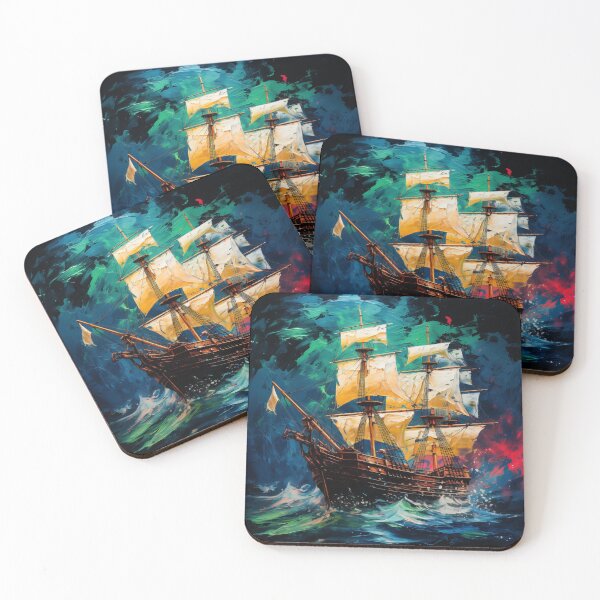 Item preview, Pirate ship at sea designed and sold by Whimsicalhub.