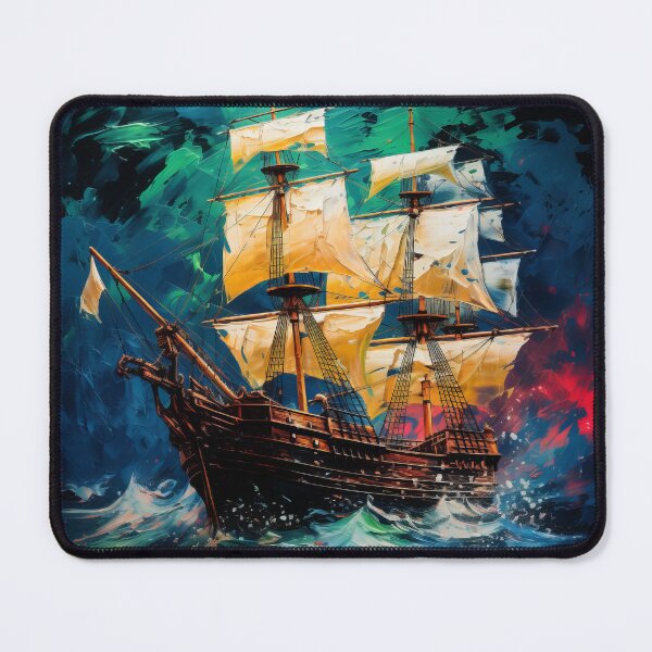 Item preview, Pirate ship at sea designed and sold by Whimsicalhub.