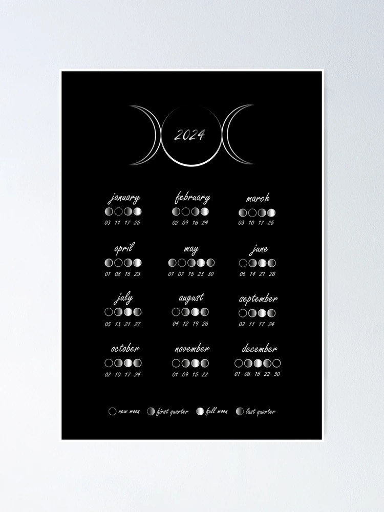Lámina fotográfica for Sale con la obra «Calendario Lunar 2024, Fases Lunares  2024» de mystikwhale
