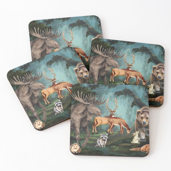 Item preview, Forest animals in a dark forest designed and sold by MaddieMaddox.