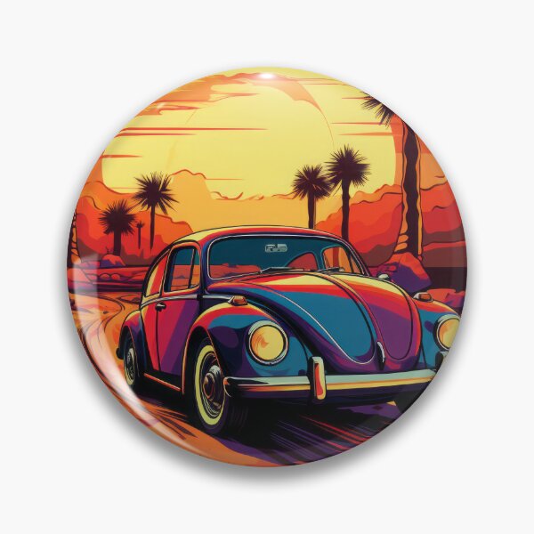 Item preview, Retro car driving through a desert oasis at sunset designed and sold by Whimsicalhub.