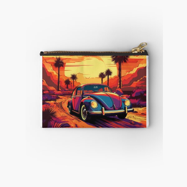 Item preview, Retro car driving through a desert oasis at sunset designed and sold by Whimsicalhub.