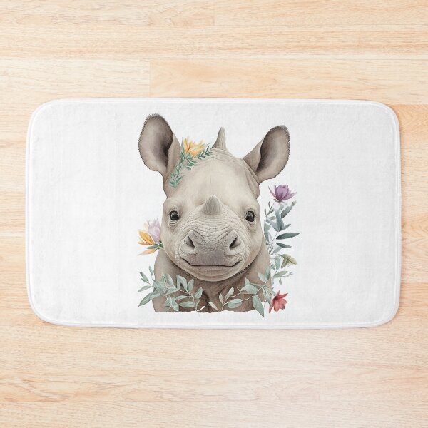 Item preview, Cute rhino watercolor portrait designed and sold by Naturartprints.