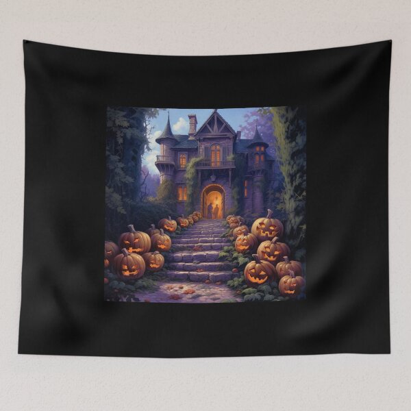 Item preview,  halloween castle with ladder and many pumpkins designed and sold by Mickeymouse2023.