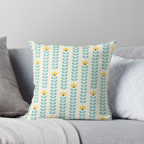 Item preview, Scandinavian flowers 14, yellow-ivory-teal, retro pattern designed and sold by Slanapotam.