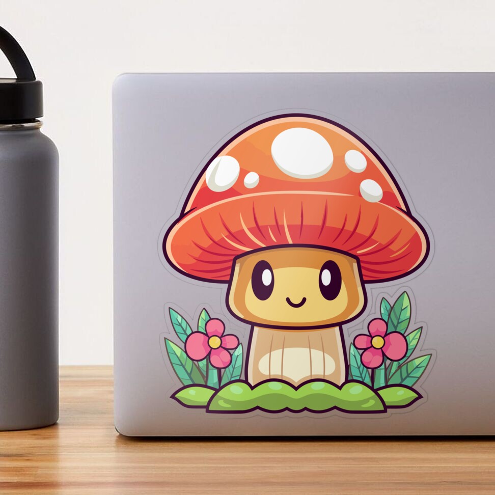 Mushroom foraging, cute kawaii style Sticker for Sale by CyfroweMysli