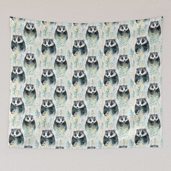 Item preview, Harmony of Shadows: A Serene Badger Haven in Watercolor designed and sold by qoodesignstudio.