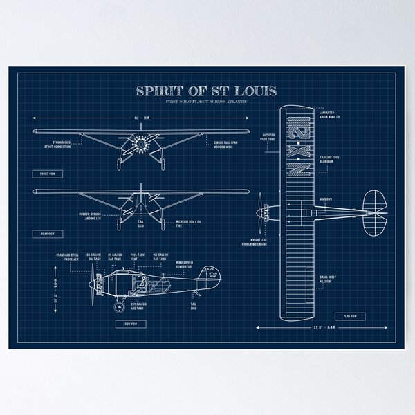 Item preview, Spirit of St. Louis  (Horizontal - Navy Bluerprint) designed and sold by BGALAXY.