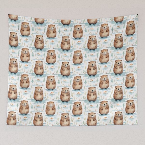 Item preview, Architects of Nature: A Majestic Beaver Landscape in Watercolor designed and sold by qoodesignstudio.
