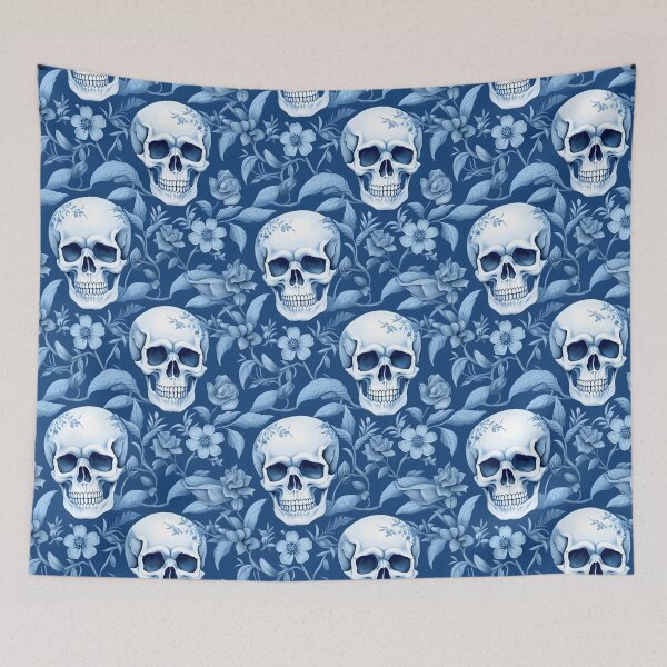 Item preview, Baby Blue & White Skulls Composite Overlay Pattern #1 designed and sold by ARTficiallyAnon.