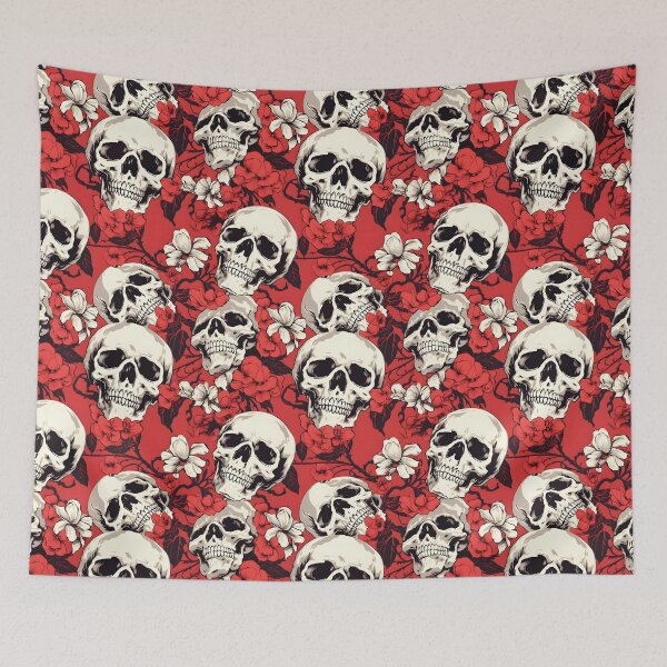 Item preview, Cherry Red & Off White Skulls Composite Overlay Pattern #1 designed and sold by ARTficiallyAnon.