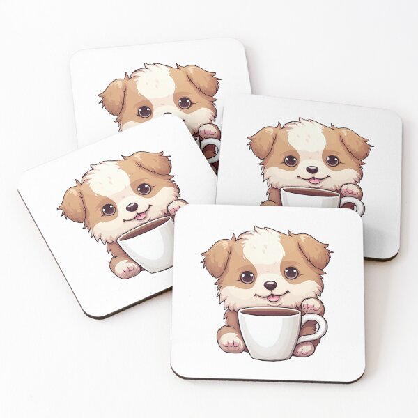 Item preview, Cute Dog Drinking Coffee Sticker designed and sold by RANDOMNESS.