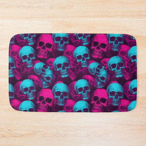 Item preview, Hot Pink & Cyan Skulls Composite Overlay Pattern #1 designed and sold by ARTficiallyAnon.