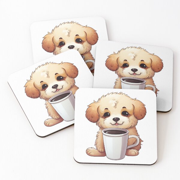 Item preview, Cute Dog Drinking Coffee Sticker designed and sold by RANDOMNESS.