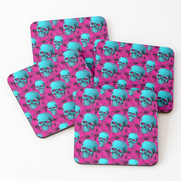 Item preview, Hot Pink & Cyan Skulls Composite Overlay Pattern #2 designed and sold by ARTficiallyAnon.