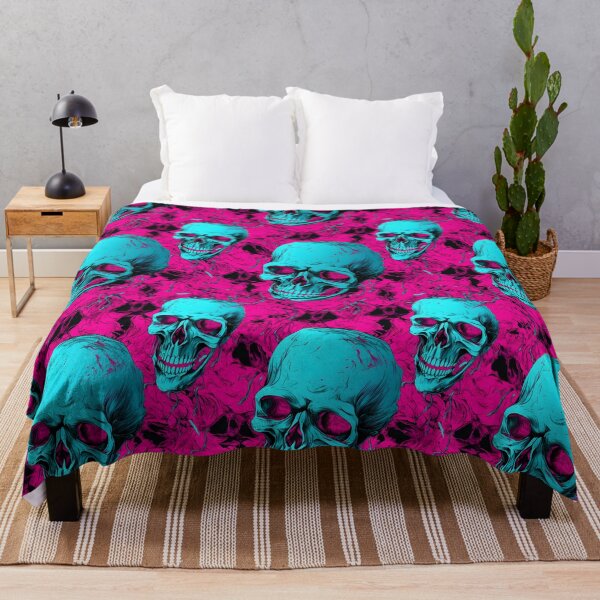 Item preview, Hot Pink & Cyan Skulls Composite Overlay Pattern #2 designed and sold by ARTficiallyAnon.