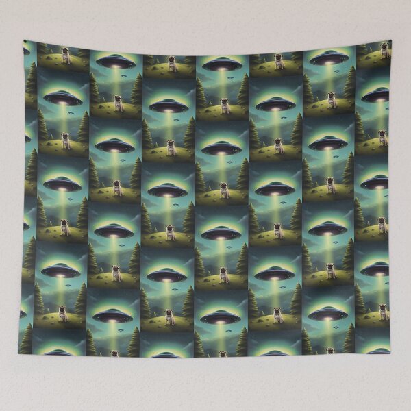 Item preview, Pug and UFOs designed and sold by SingULaRita3.