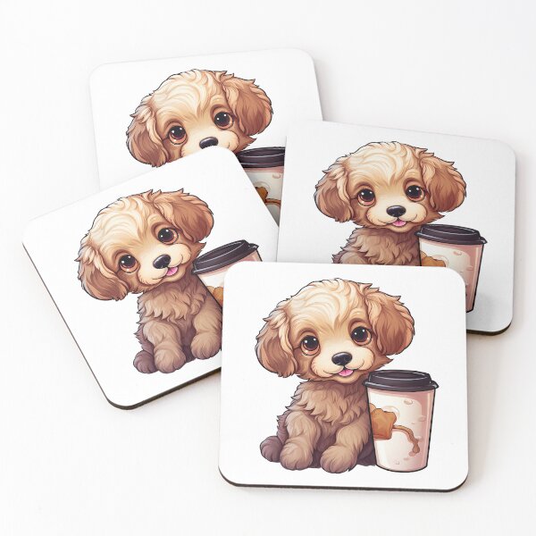 Item preview, Cute Dog Drinking Coffee Sticker designed and sold by RANDOMNESS.