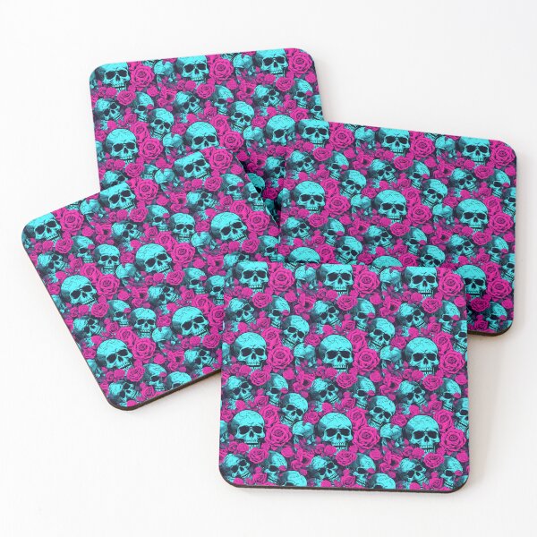 Item preview, Hot Pink & Cyan Skulls Composite Overlay Pattern #3 designed and sold by ARTficiallyAnon.