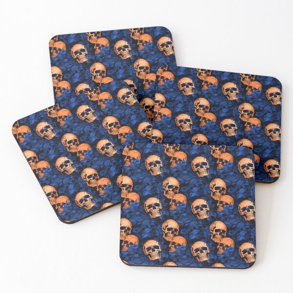 Item preview, Royal Blue & Peach Skulls Composite Overlay Pattern #1 designed and sold by ARTficiallyAnon.