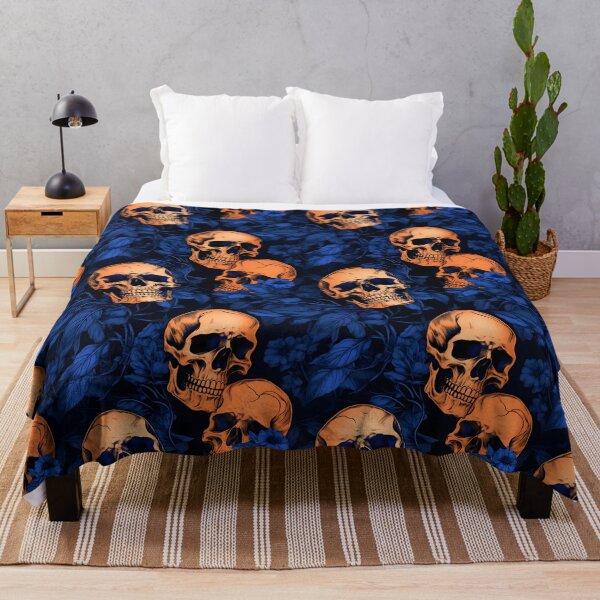 Item preview, Royal Blue & Peach Skulls Composite Overlay Pattern #1 designed and sold by ARTficiallyAnon.