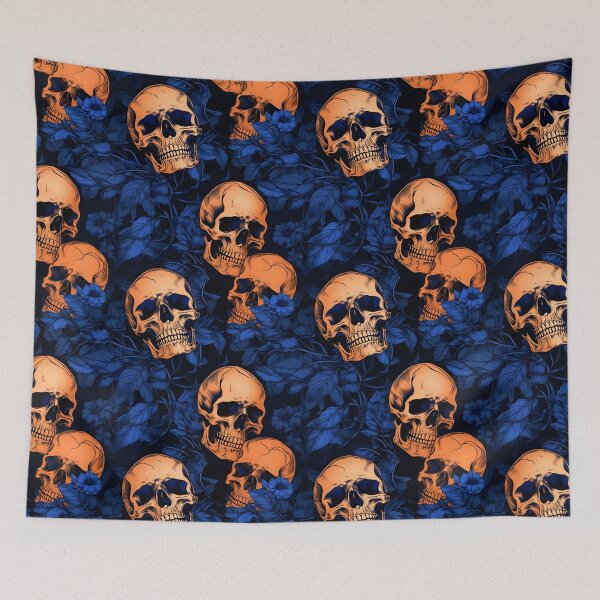 Item preview, Royal Blue & Peach Skulls Composite Overlay Pattern #1 designed and sold by ARTficiallyAnon.