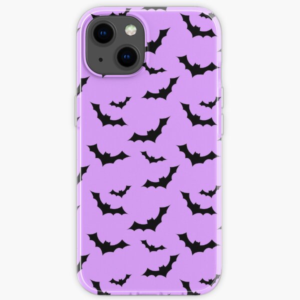 Black Bats Pattern on Purple iPhone Soft Case