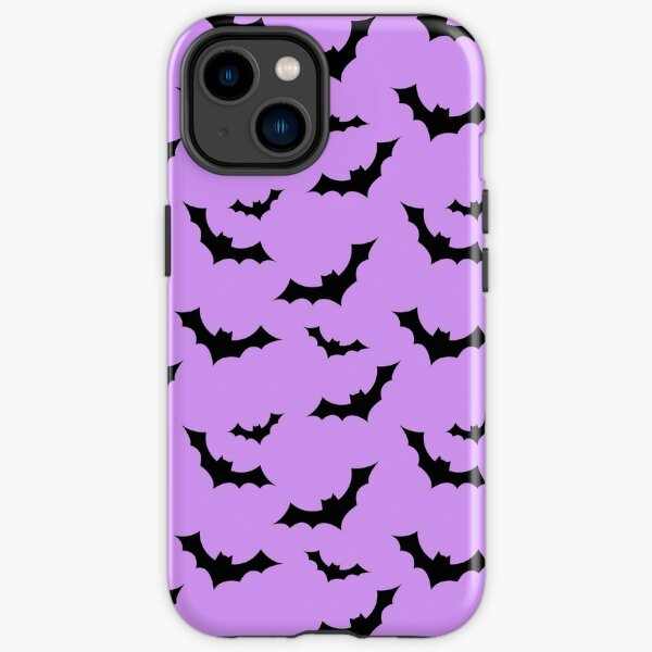 Black Bats Pattern on Purple iPhone Tough Case