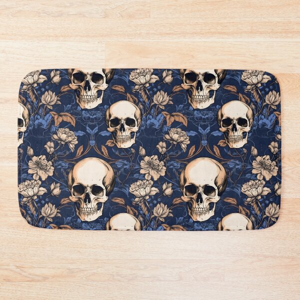Item preview, Royal Blue & Peach Skulls Composite Overlay Pattern #2 designed and sold by ARTficiallyAnon.