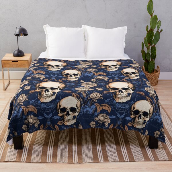 Item preview, Royal Blue & Peach Skulls Composite Overlay Pattern #2 designed and sold by ARTficiallyAnon.