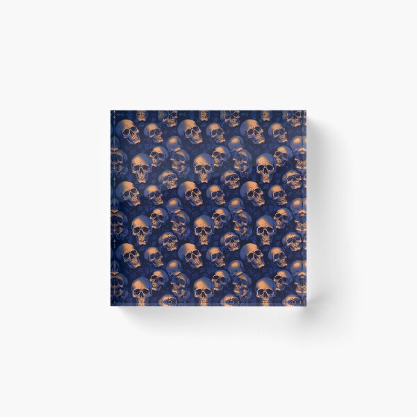 Item preview, Royal Blue & Peach Skulls Composite Overlay Pattern #3 designed and sold by ARTficiallyAnon.