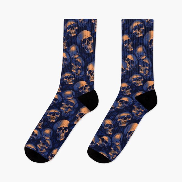 Item preview, Royal Blue & Peach Skulls Composite Overlay Pattern #3 designed and sold by ARTficiallyAnon.